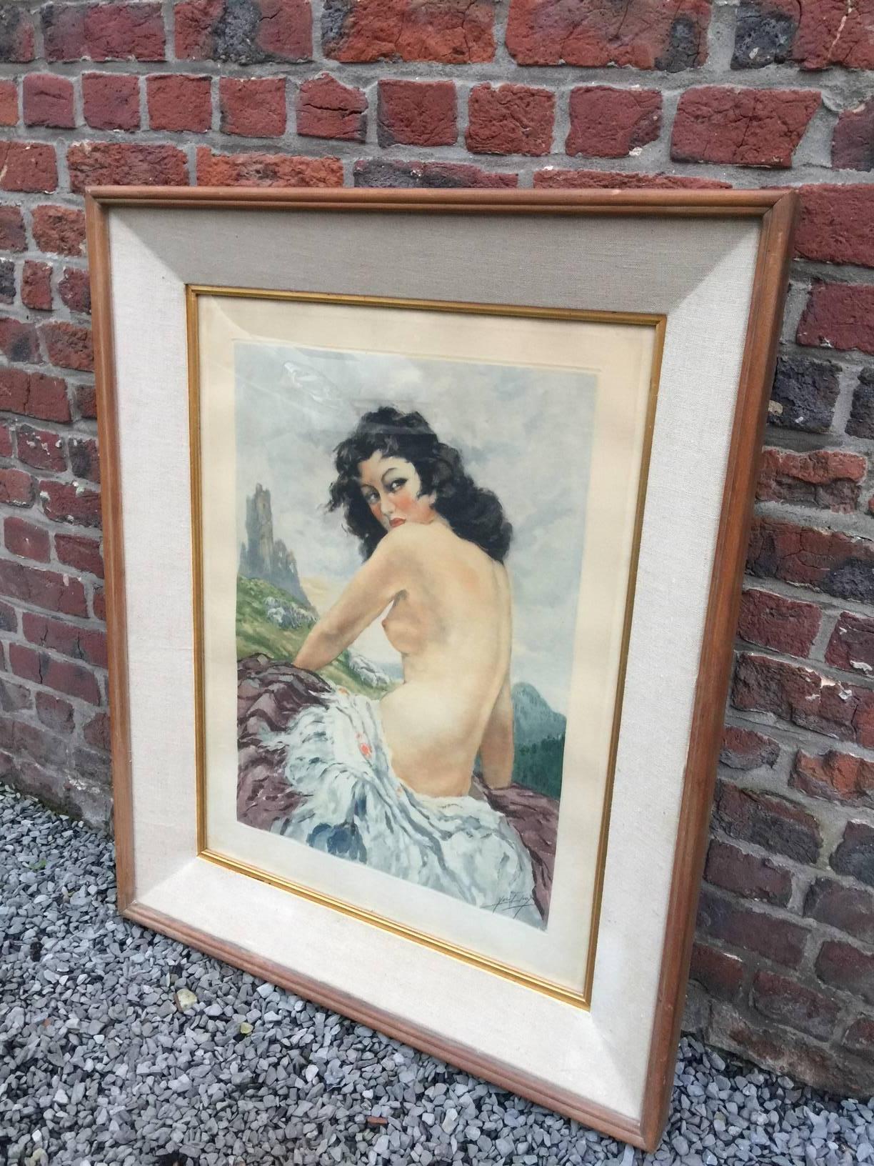 French Yves Diey, Art Deco Etching circa 1940, Signed For Sale