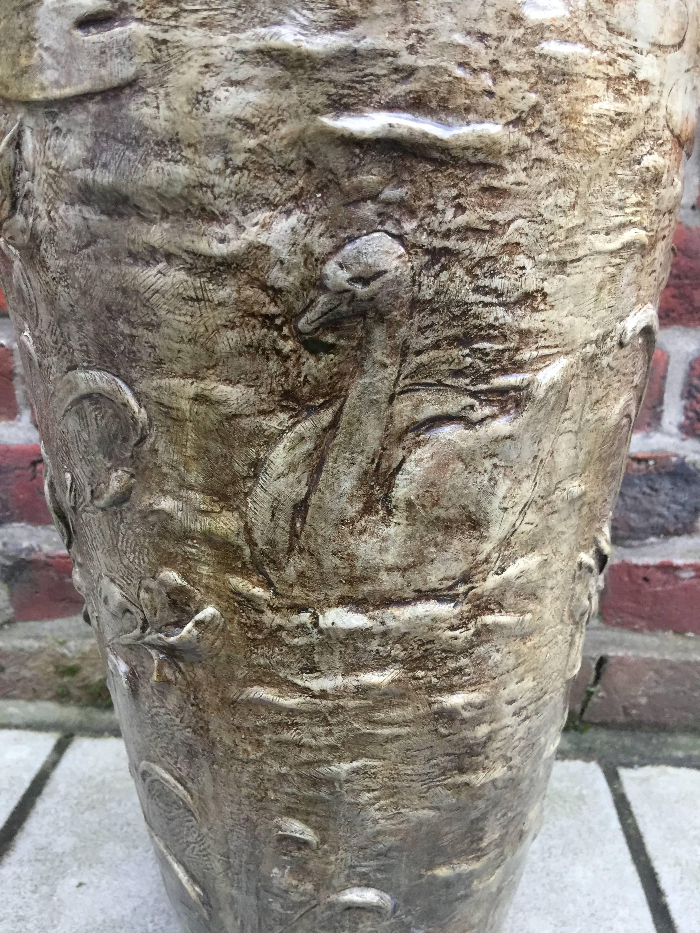Art Nouveau Friedrich Goldscheider Attributed Large Symbolist Vase 