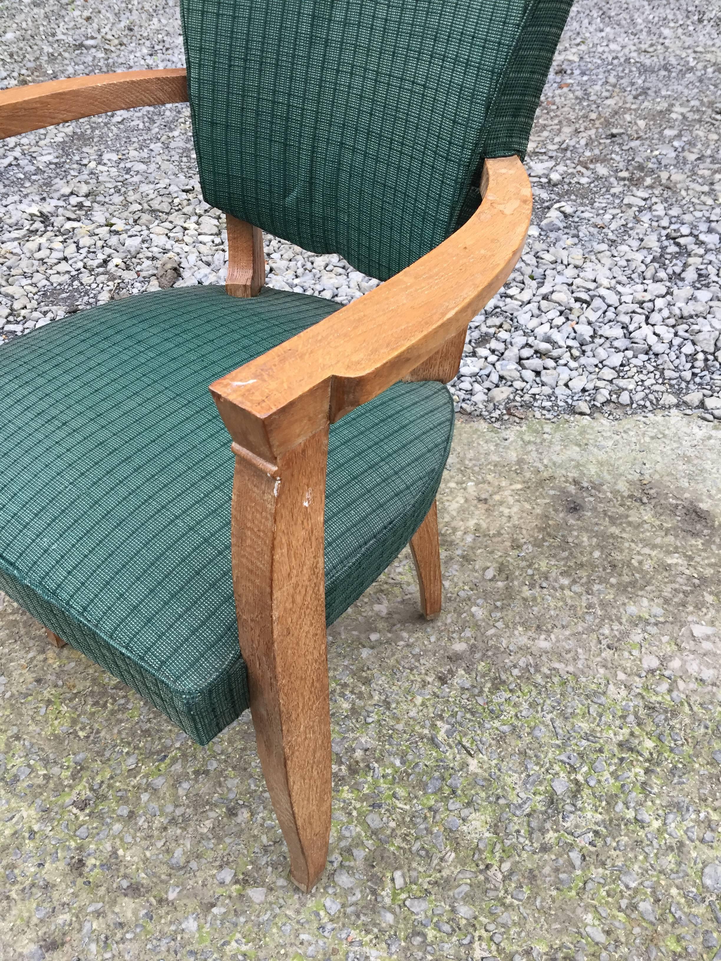 Art Deco Oak  Armchair, circa 1940, in the Style of Jules Leleu  In Excellent Condition For Sale In Saint-Ouen, FR