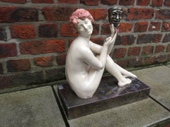 "Nu au Masque" Large Art Deco Subject Ceramic, signed Gory