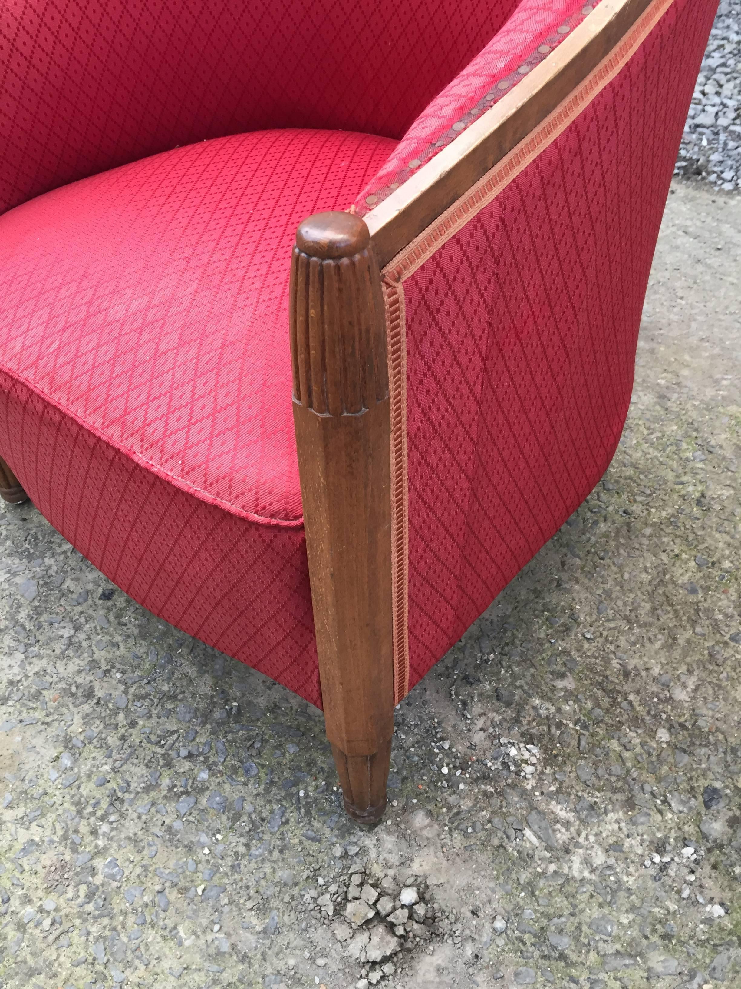 Joubert et Petit 'DIM' Attributed Pair of Art Deco Mahogany Club Chairs In Good Condition For Sale In Saint-Ouen, FR