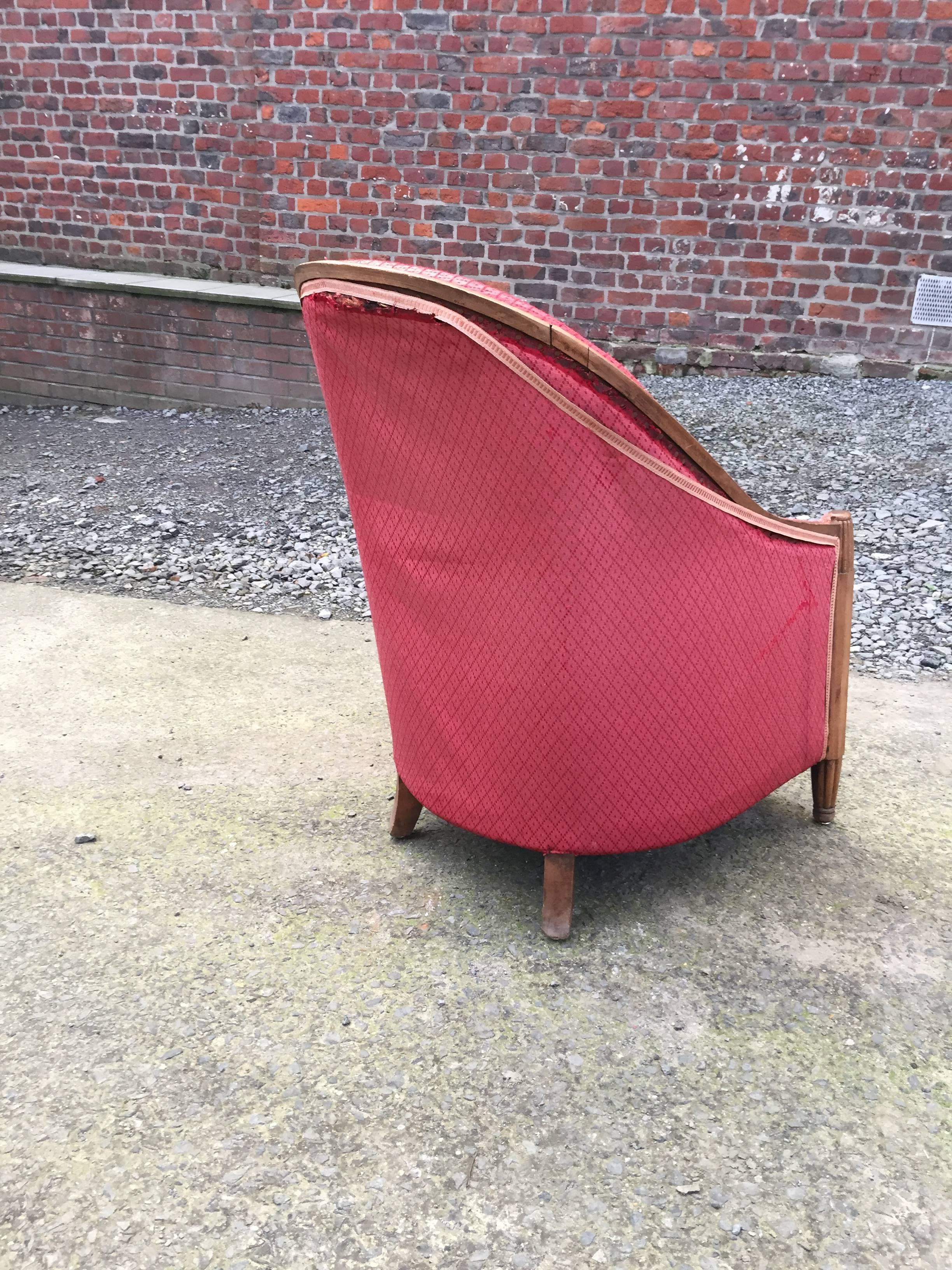Joubert et Petit 'DIM' Attributed Pair of Art Deco Mahogany Club Chairs For Sale 1