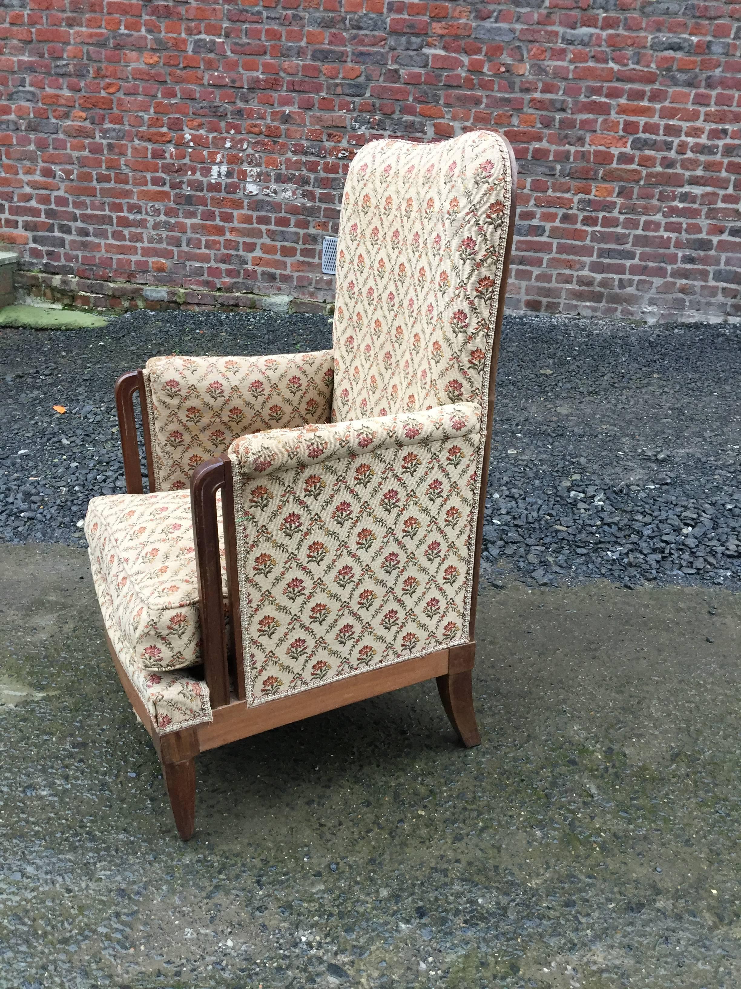 Pair of Art Deco mahogany armchairs circa 1925 For Sale 1