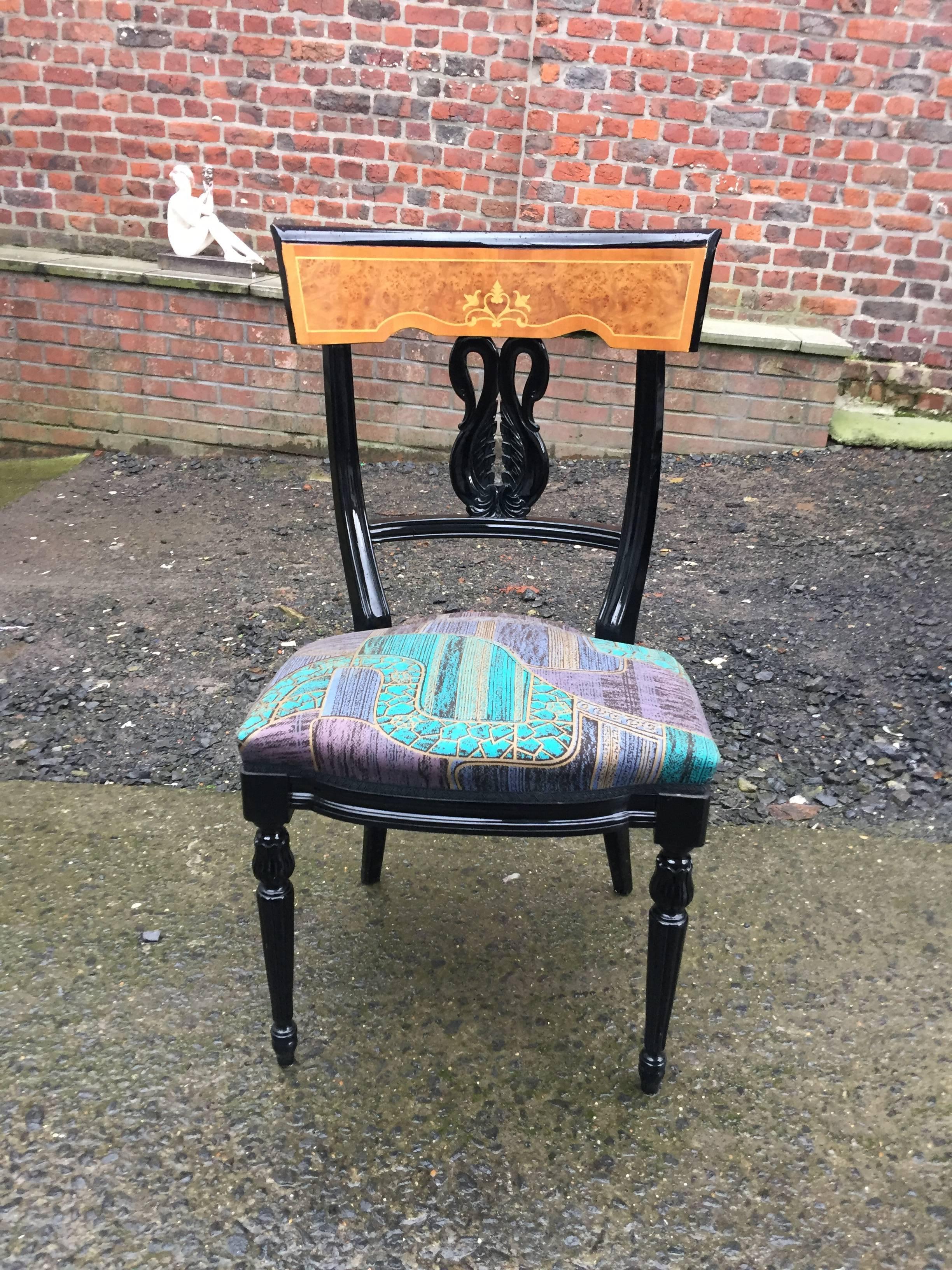 Lacquered Six Neoclassical chairs circa 1970 For Sale