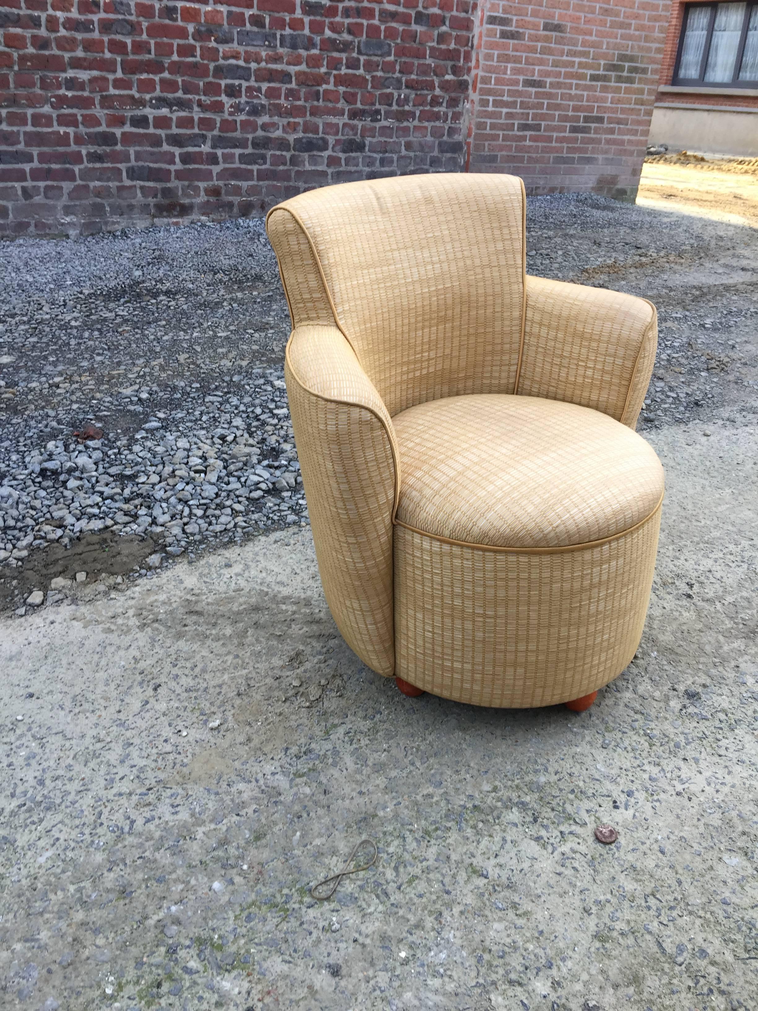 Upholstery Pair of Art Deco Armchairs, circa 1950 For Sale