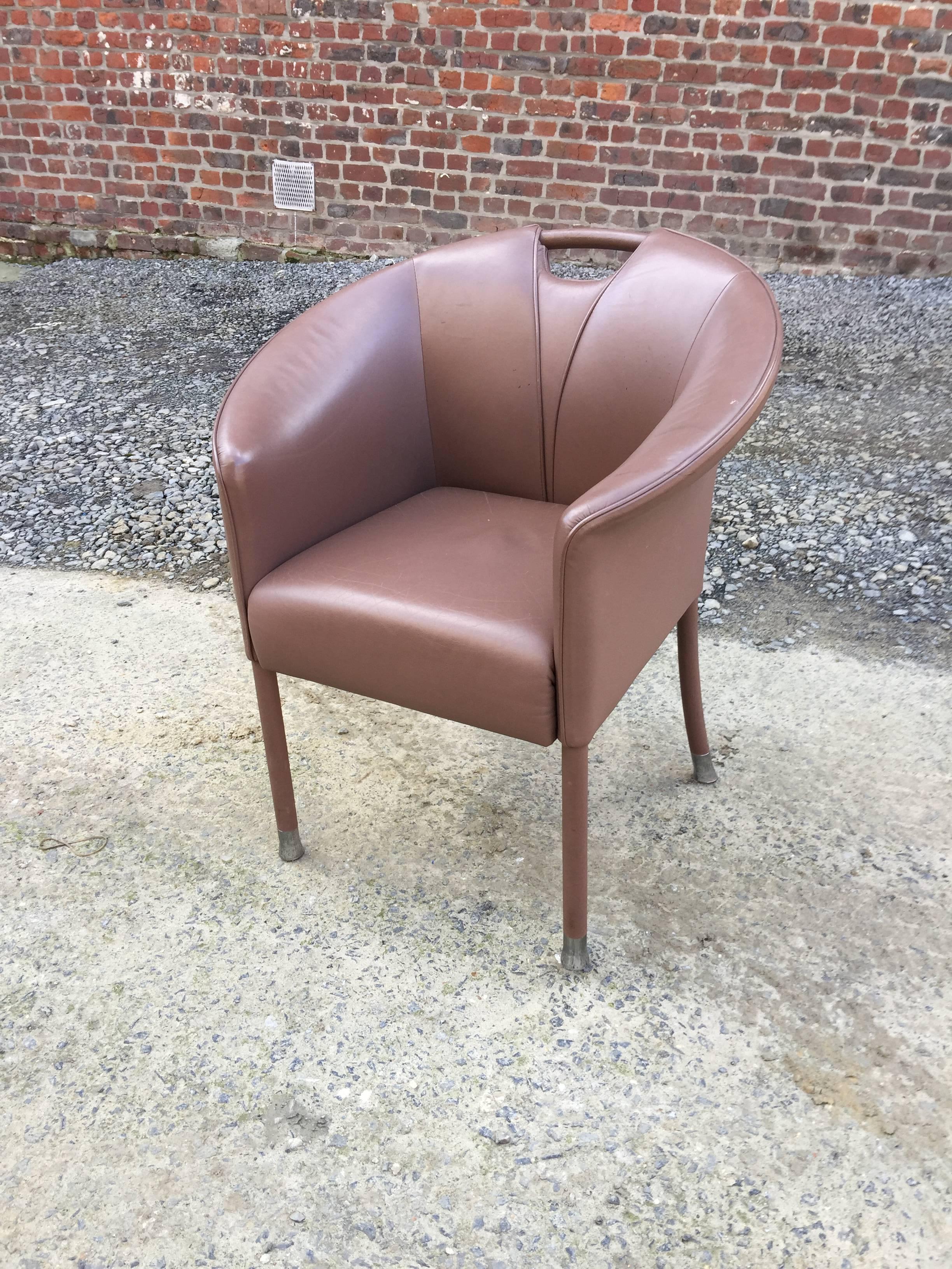 Paolo Piva, 4 fauteuils en cuir, Édition Wittmann, vers 1980 Excellent état - En vente à Saint-Ouen, FR