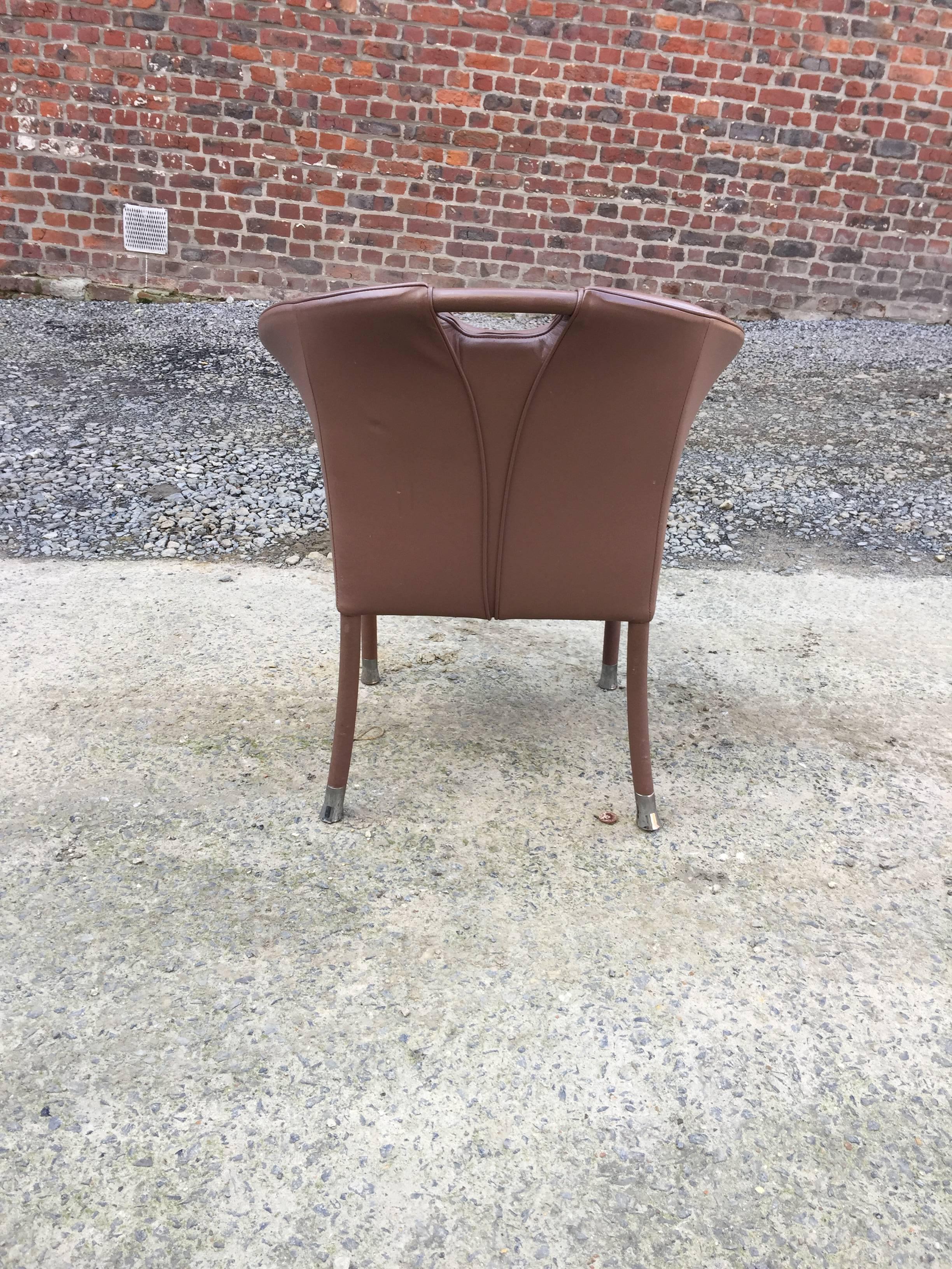 Paolo Piva, 4 Leather Armchairs, Edition Wittmann, circa 1980 For Sale 3