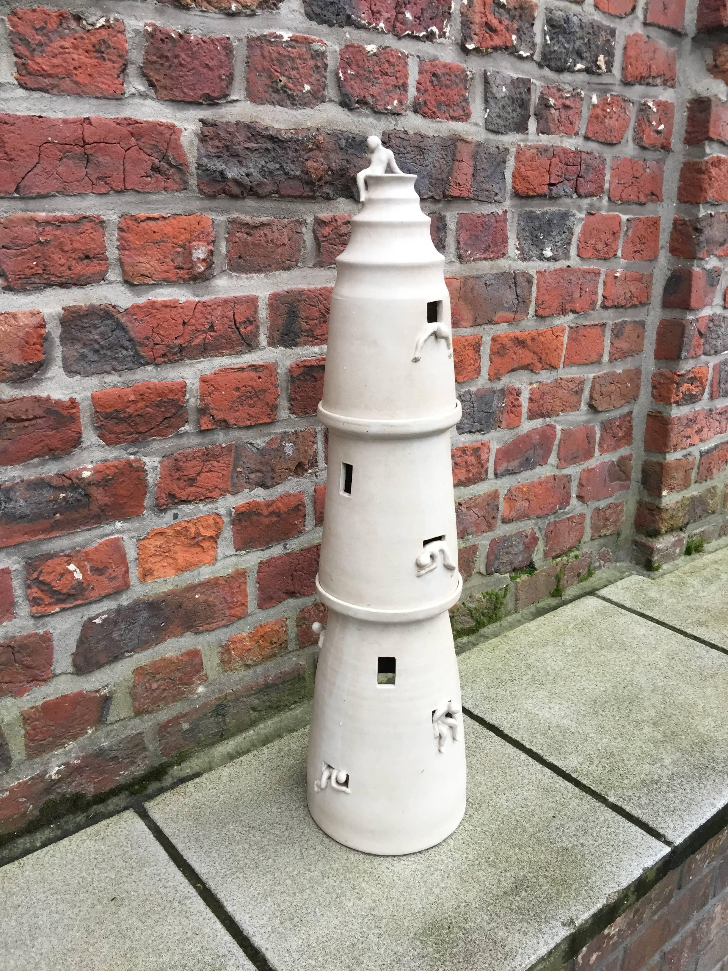 Hohe Original-Skulptur aus Keramik, um 1980 im Zustand „Hervorragend“ im Angebot in Saint-Ouen, FR