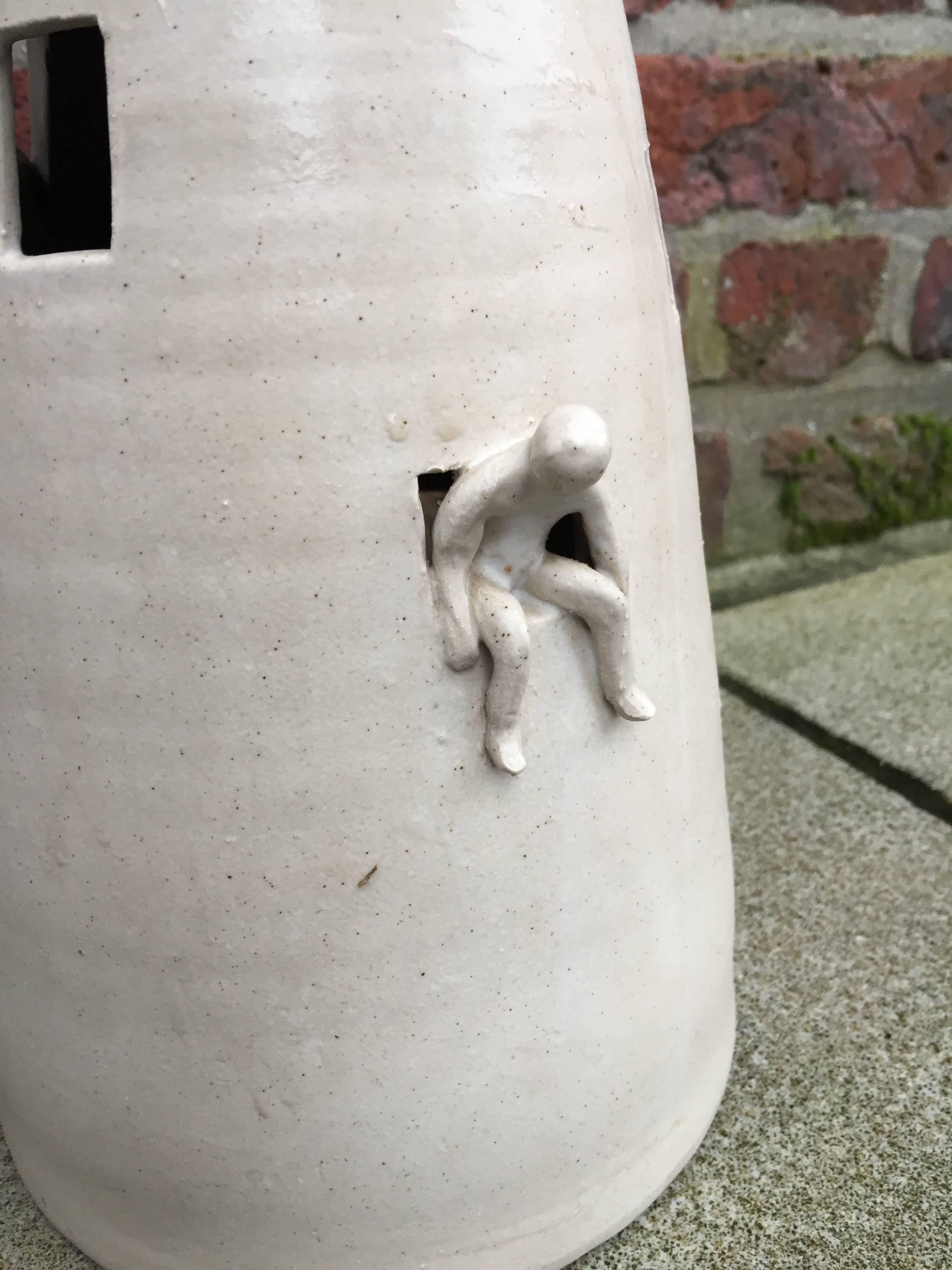 Mid-Century Modern Original High Sculpture in Ceramic, circa 1980 For Sale
