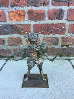 « Le Taureau », sculpture en métal, signée Noel, 20e siècle
