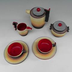Diulgheroff Futurist Ceramic Tea Set for Two by Mazzotti, 1903