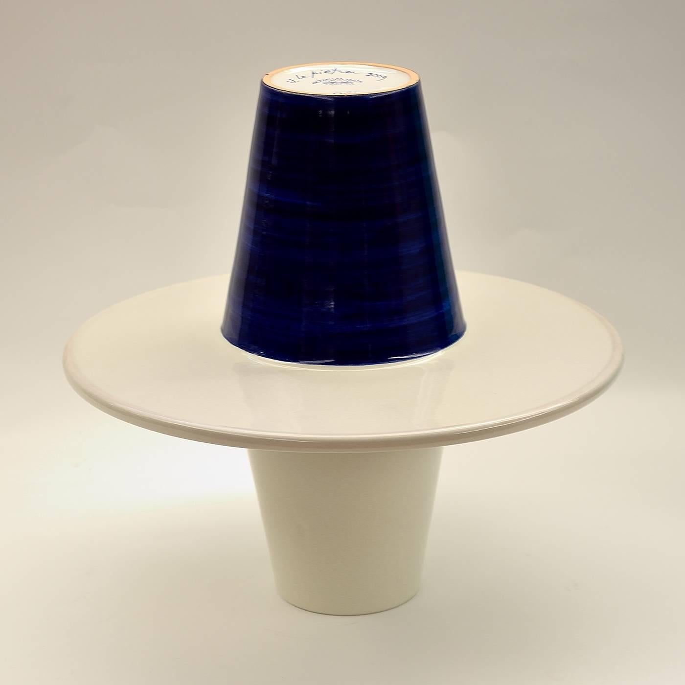 Italian Blue and White Vase by Ugo La Pietra