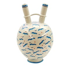 White Faenza Vase with Gulls Design by Ugo La Pietra for Ceramica Gatti