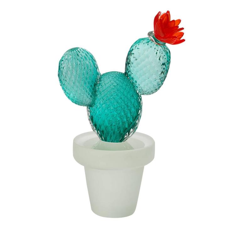 Cactus Murano Glass Vase with Red Peony N°1 by Vetreria Morasso For