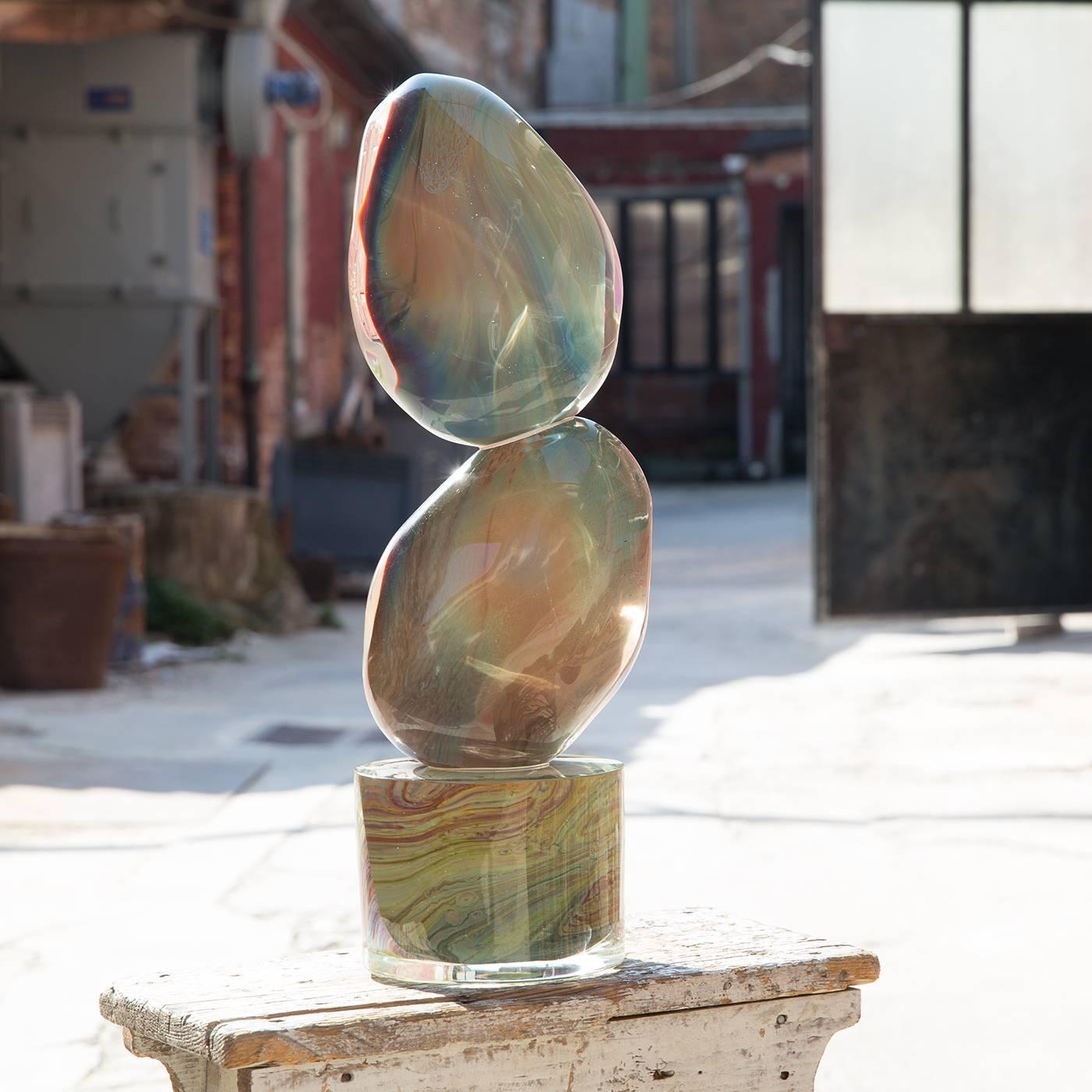 Stacked Stones Murano Glass Sculpture by Vetreria Morasso For Sale at