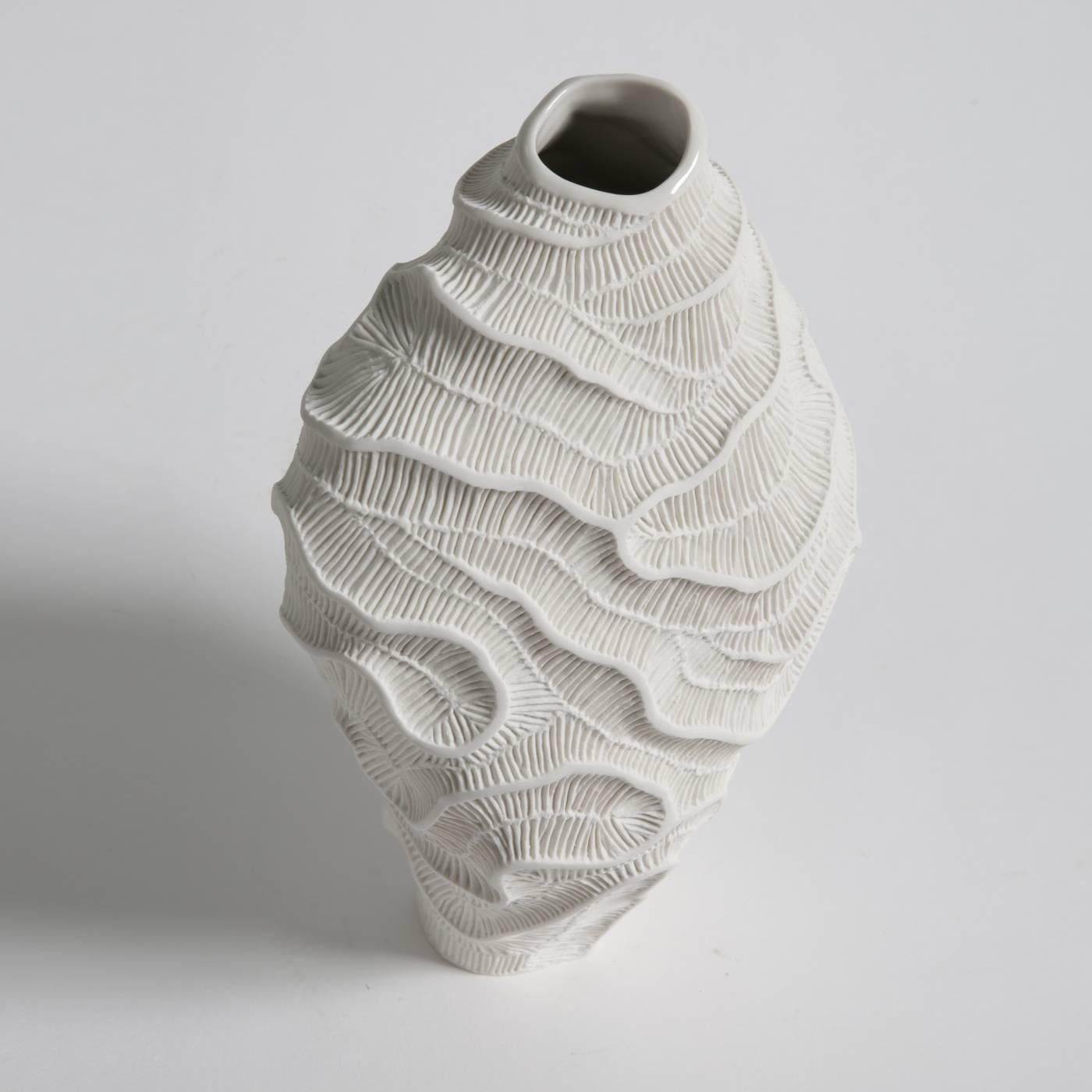 Contemporary Fossilia White Vase