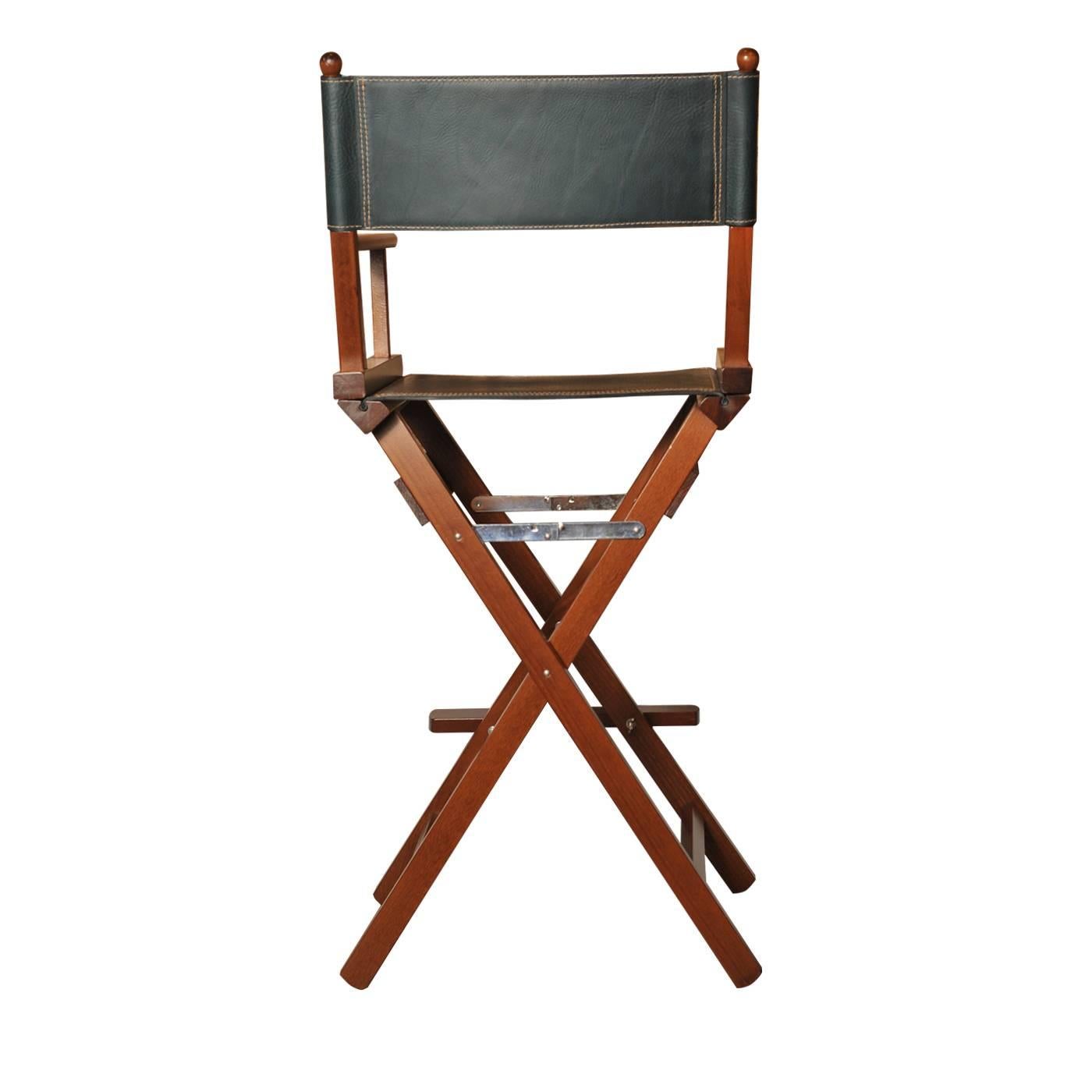 Director's Chair aus schwarzem Leder (Italienisch) im Angebot