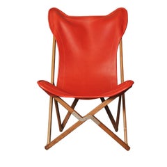 Red Leather Tripolina Armchair
