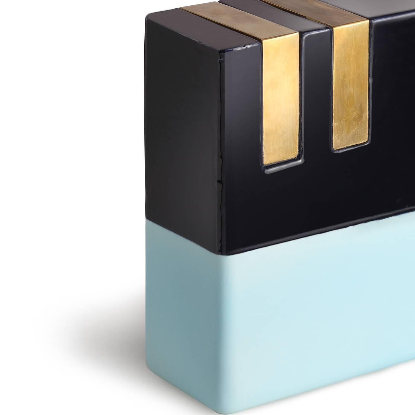Italian Blue and Brass Vase by DIMORESTUDIO