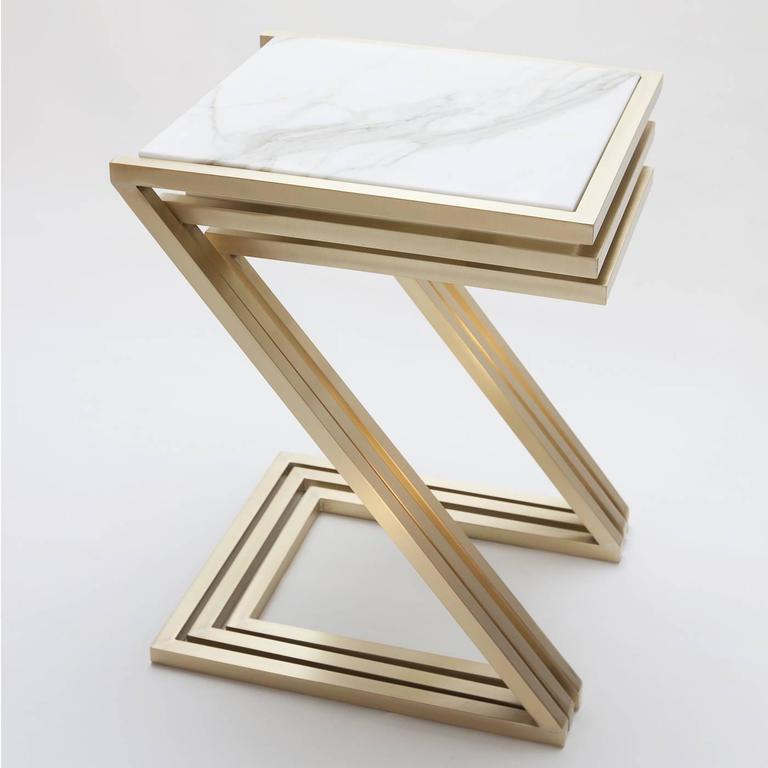 White Marble Nesting Tables For Sale at 1stdibs