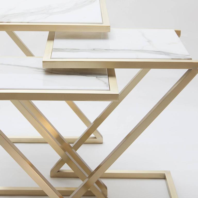 White Marble Nesting Tables For Sale at 1stdibs