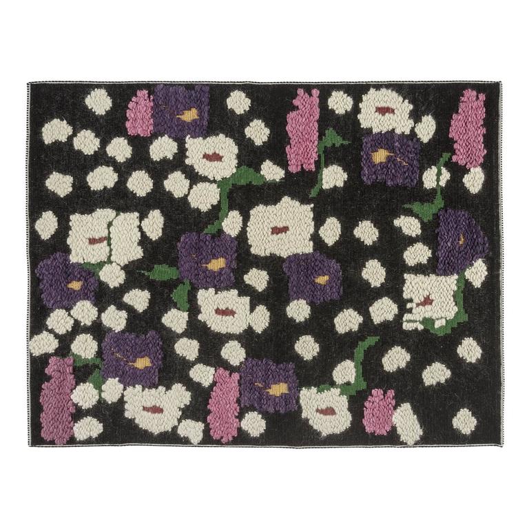 Wool Flower Rug For Sale at 1stdibs