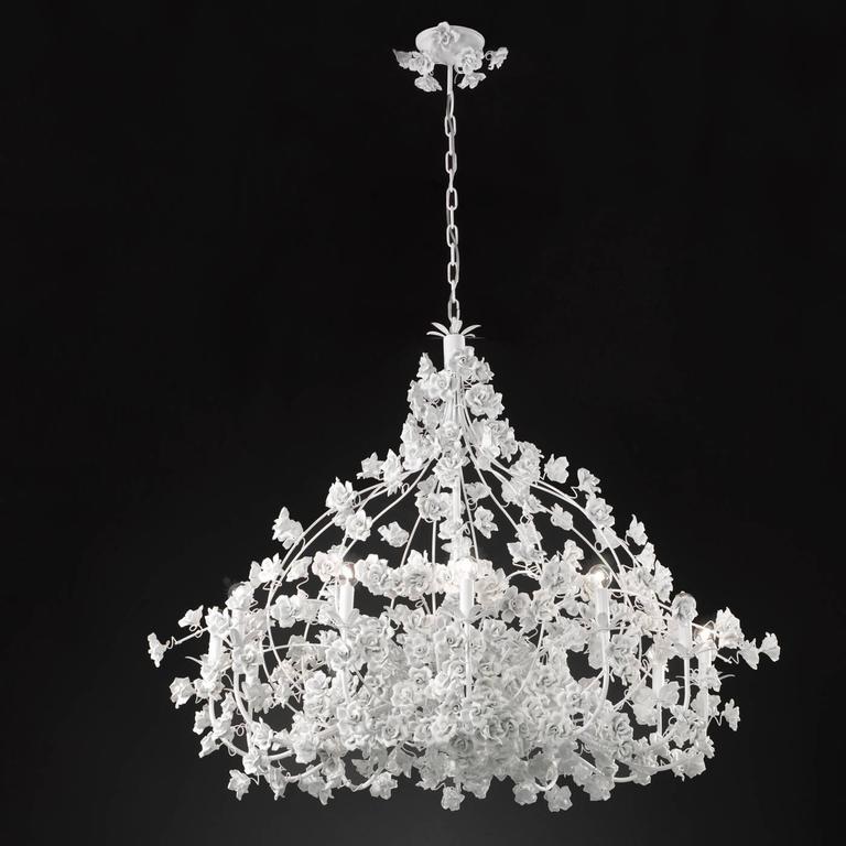 Small Bellini Chandelier For At 1stdibs The Striking Matte White Painted Metallic Structure Of This Exquisite Chandelier Is Adorned All Over With