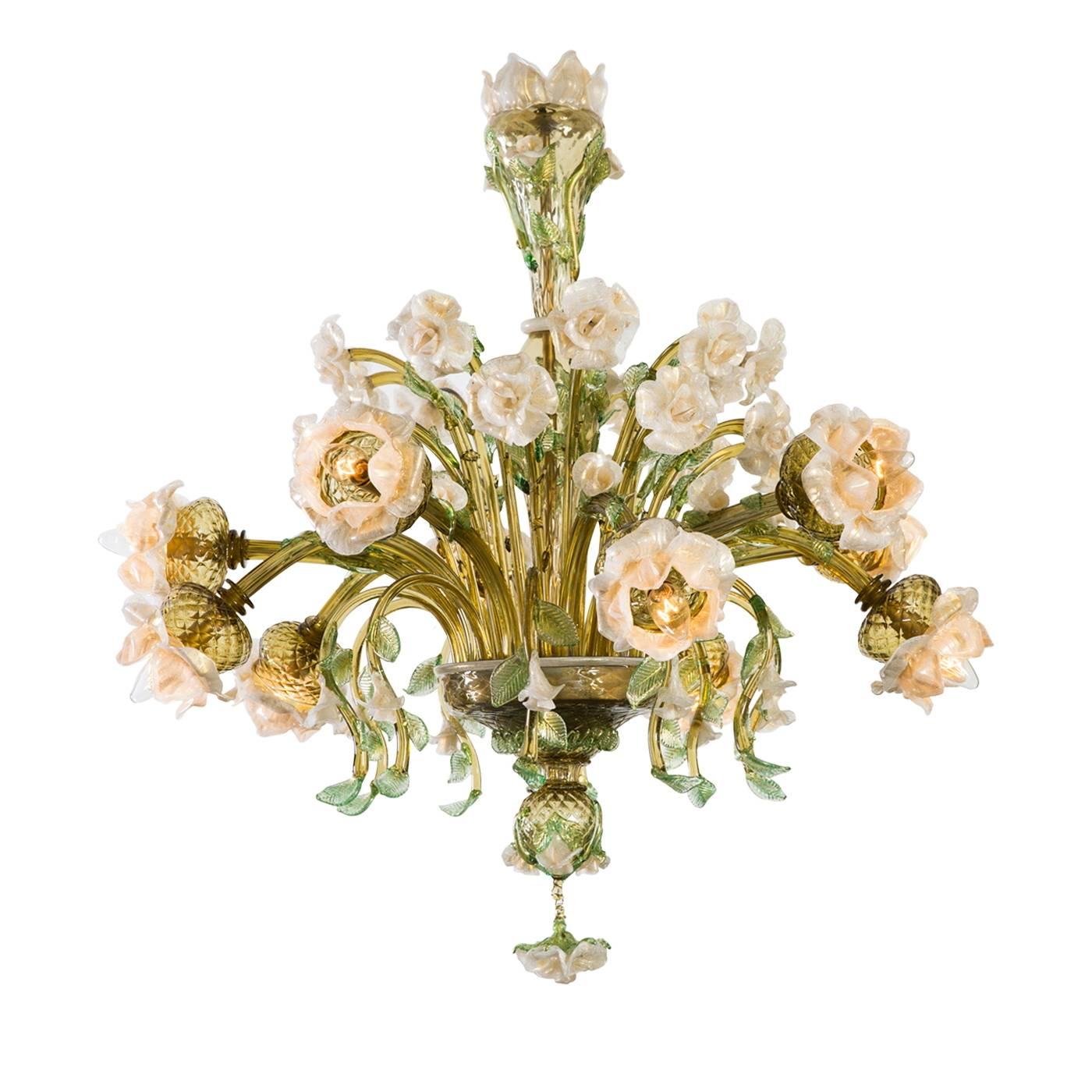 Rosa Murano Glass Chandelier