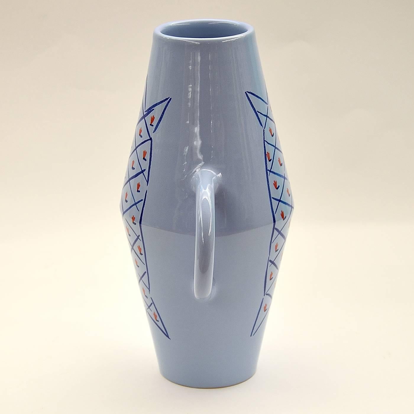 Italian Light Blue Vase Crafted by Ugo La Pietra
