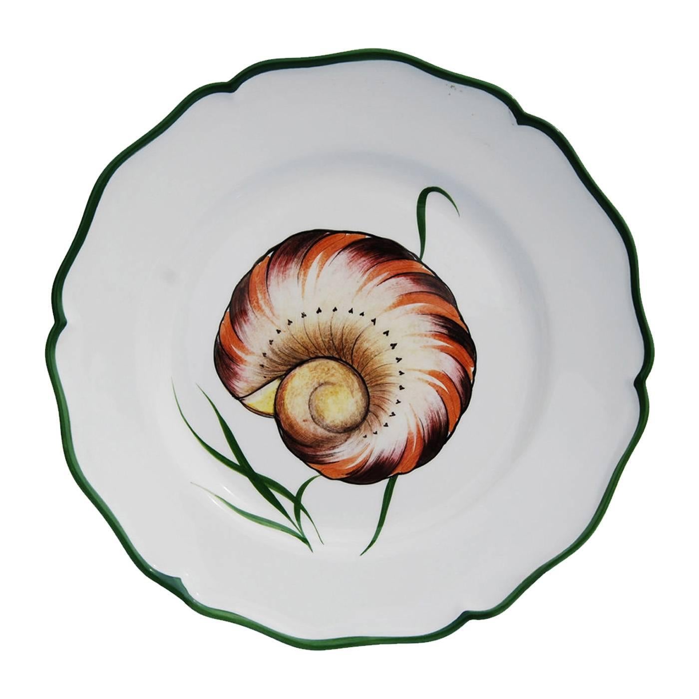 Contemporary Set of Four Game of Shells Ceramic Dinner Plates