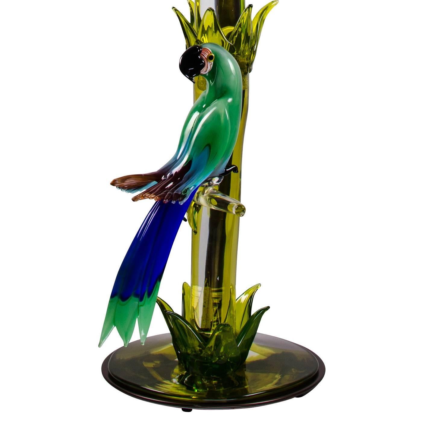 Italian Murano Glass Parrot Floor Lamp