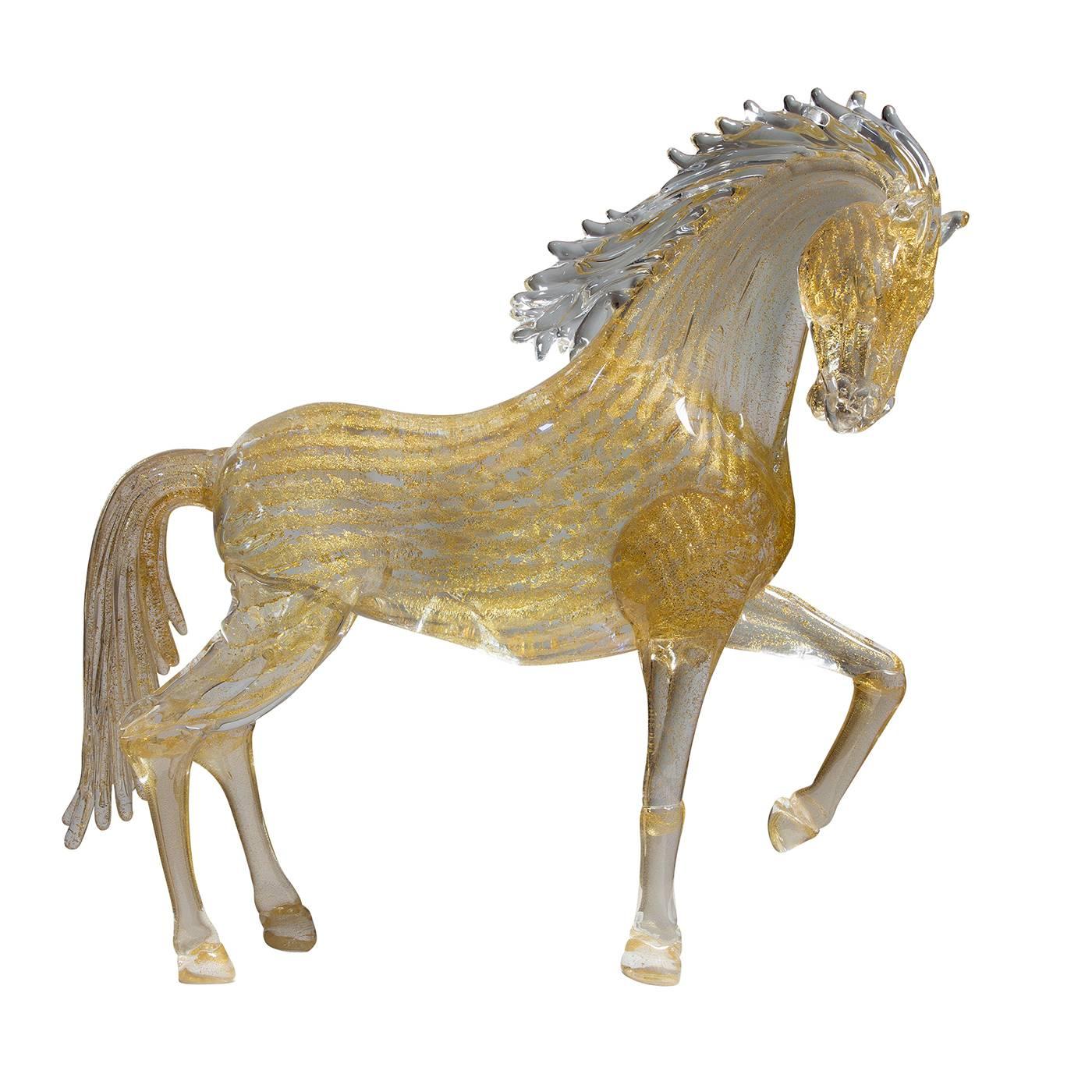 Small Gold Glass Prancing Horse