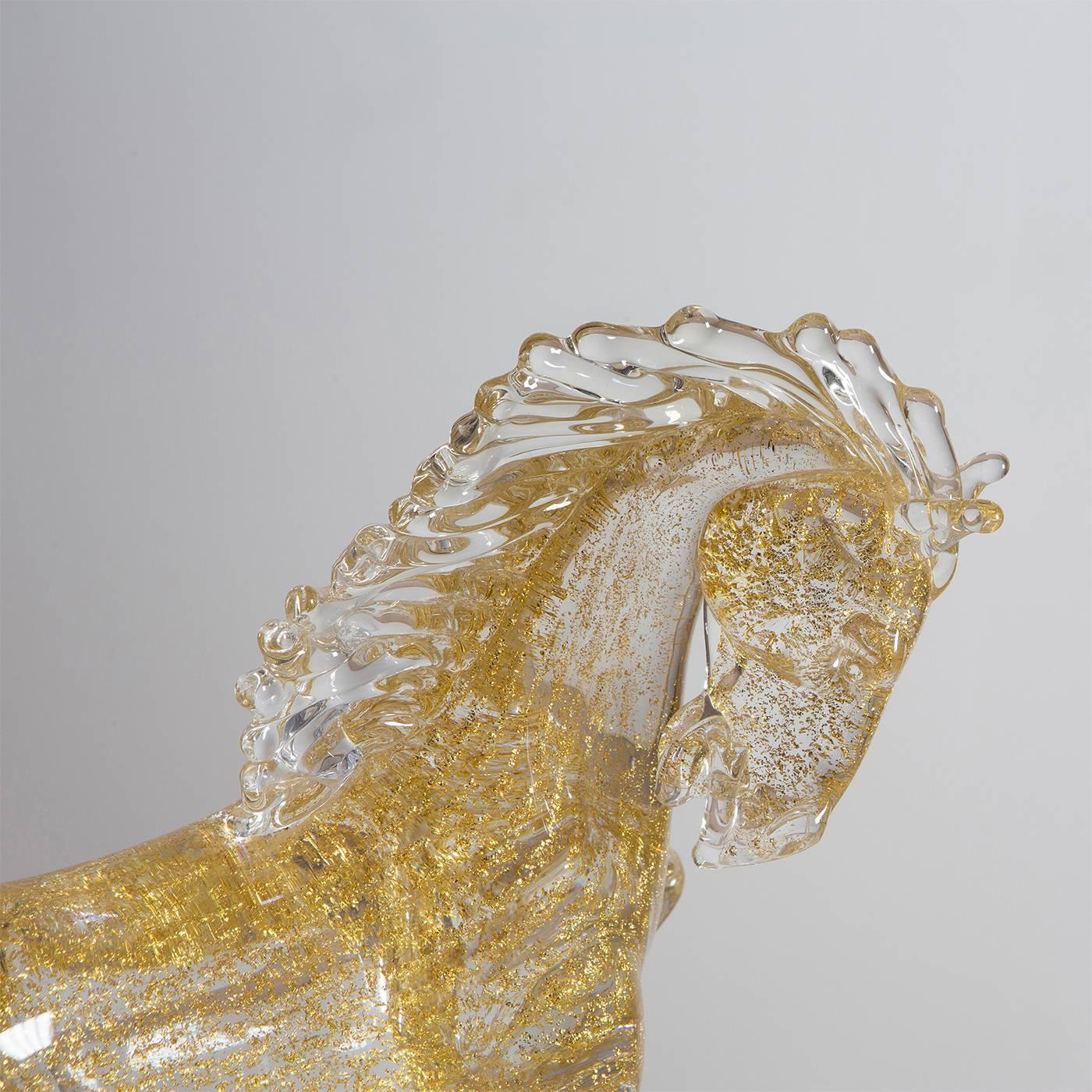 Italian Small Gold Glass Prancing Horse