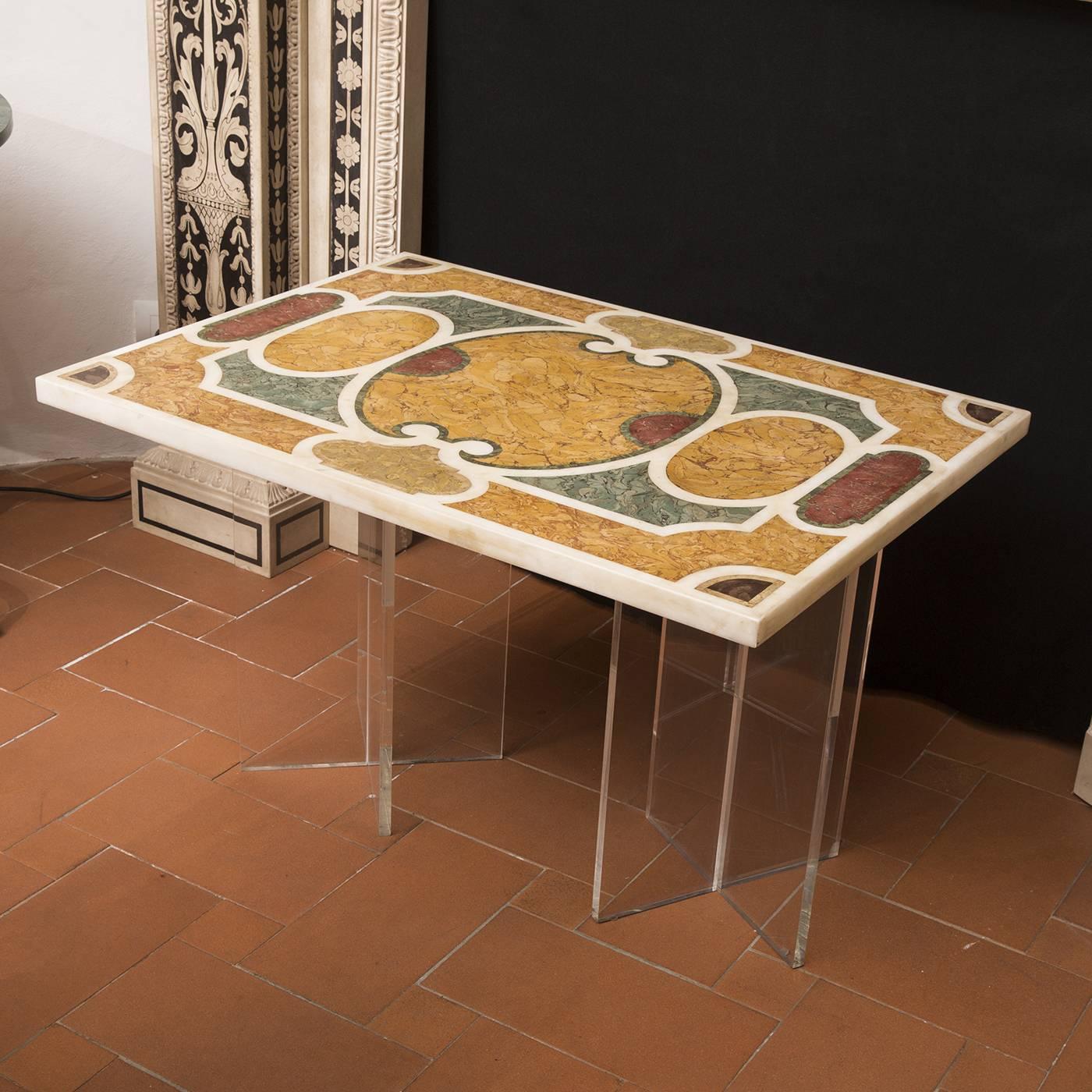 Italian Antica Roma Marble Intarsia Table