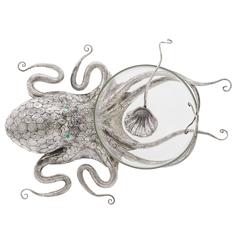 Soupière octogonale en argent sterling et cristal