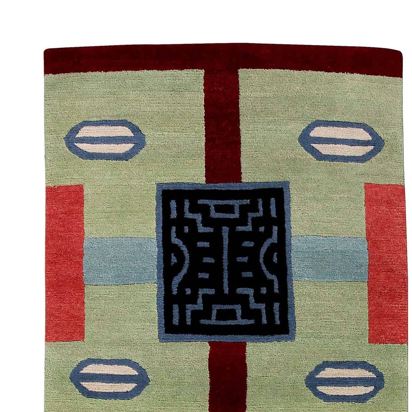 Part of a 36-piece collection, this rug by Nathalie du Pasquier (who also signed each piece), was made in Nepal by master artisans who followed every step of its production. The wool, one of the finest in the world thanks to the high-altitude at