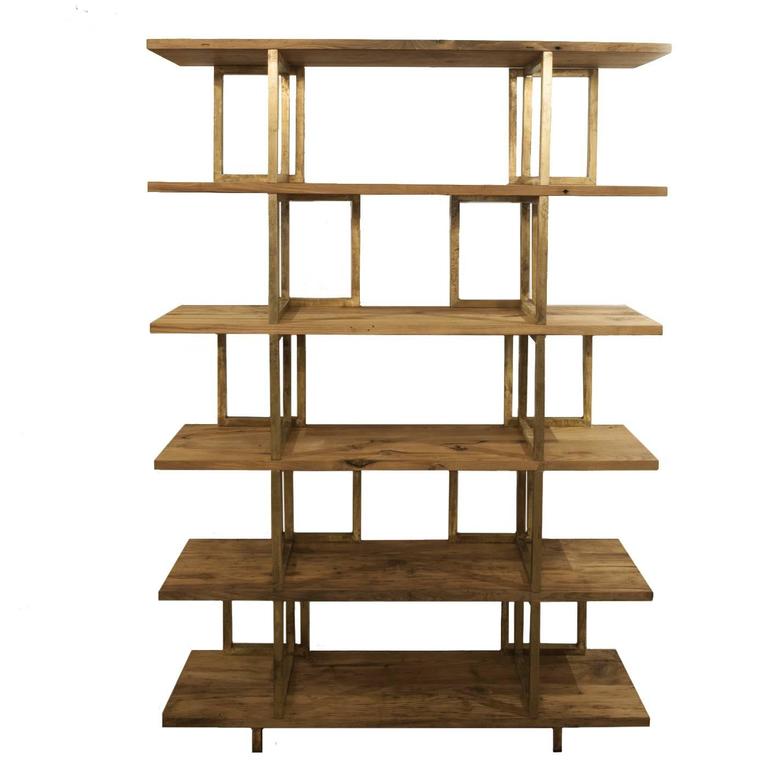 Timeless Wood And Brass Doppia C Bookshelf For At 1stdibs