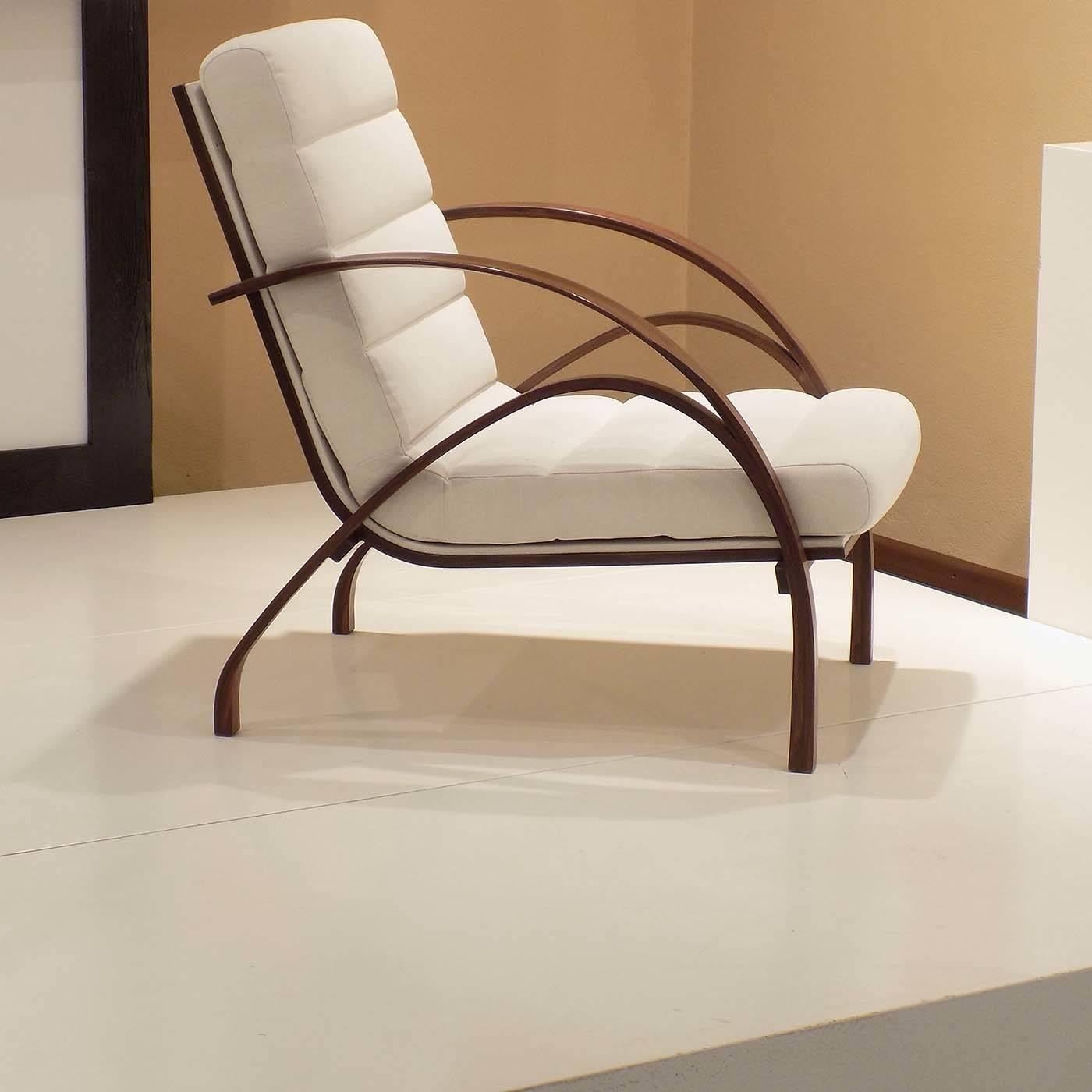 Italian Curved Wood Armchair 1957 by Carlo de Carli