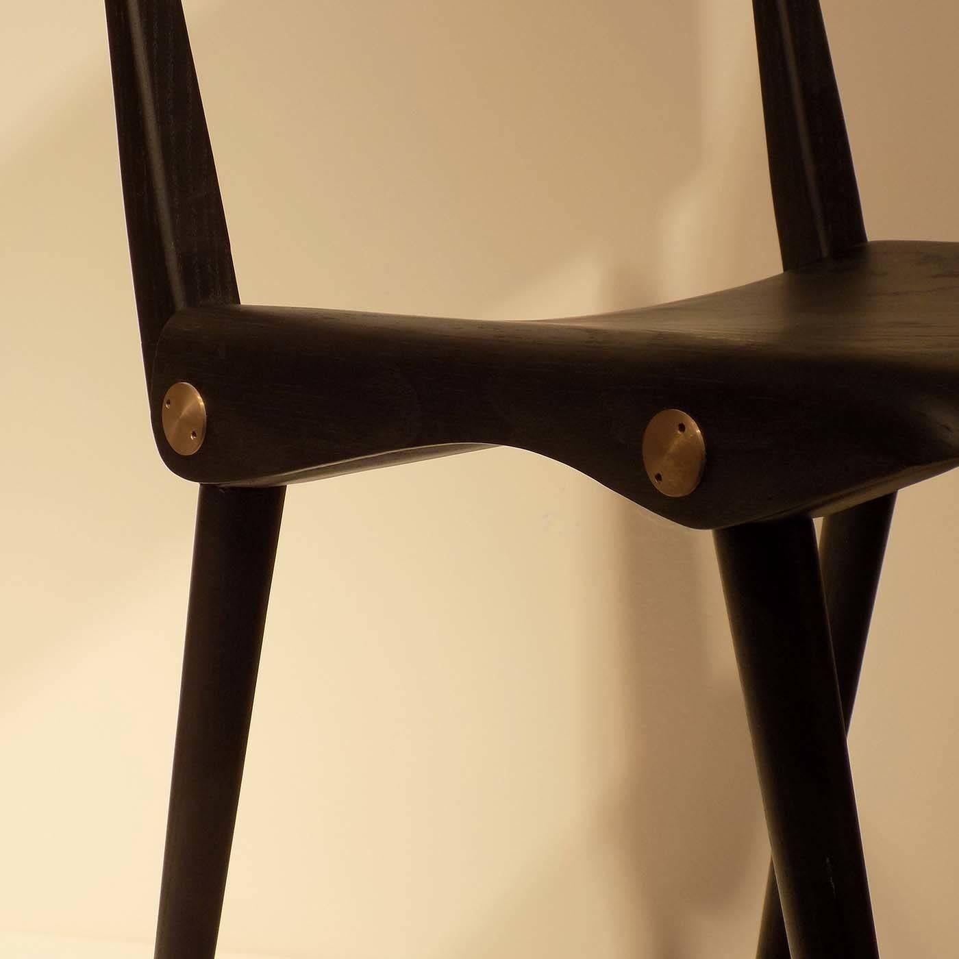 Golden Compass Chair in Black 1954 by Carlo De Carli In New Condition In Milan, IT