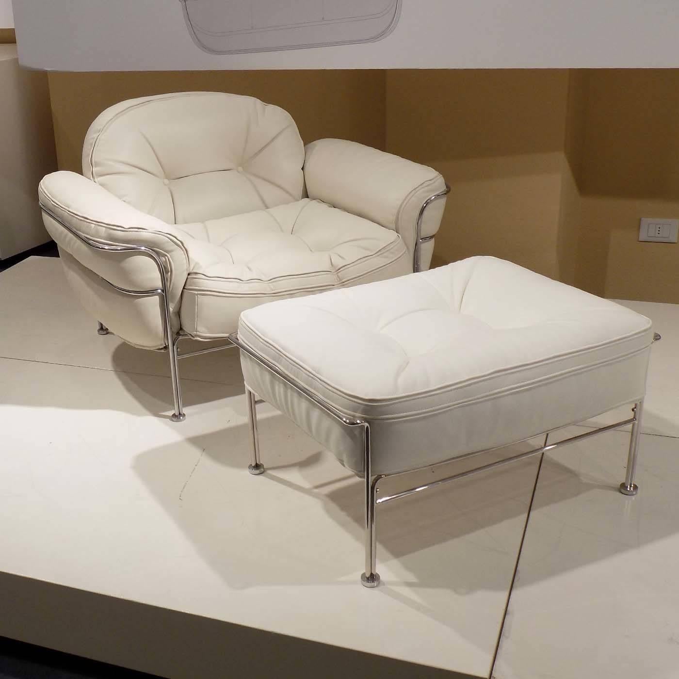Contemporary Steel Armchair with Footrest 1969 by Carlo de Carli
