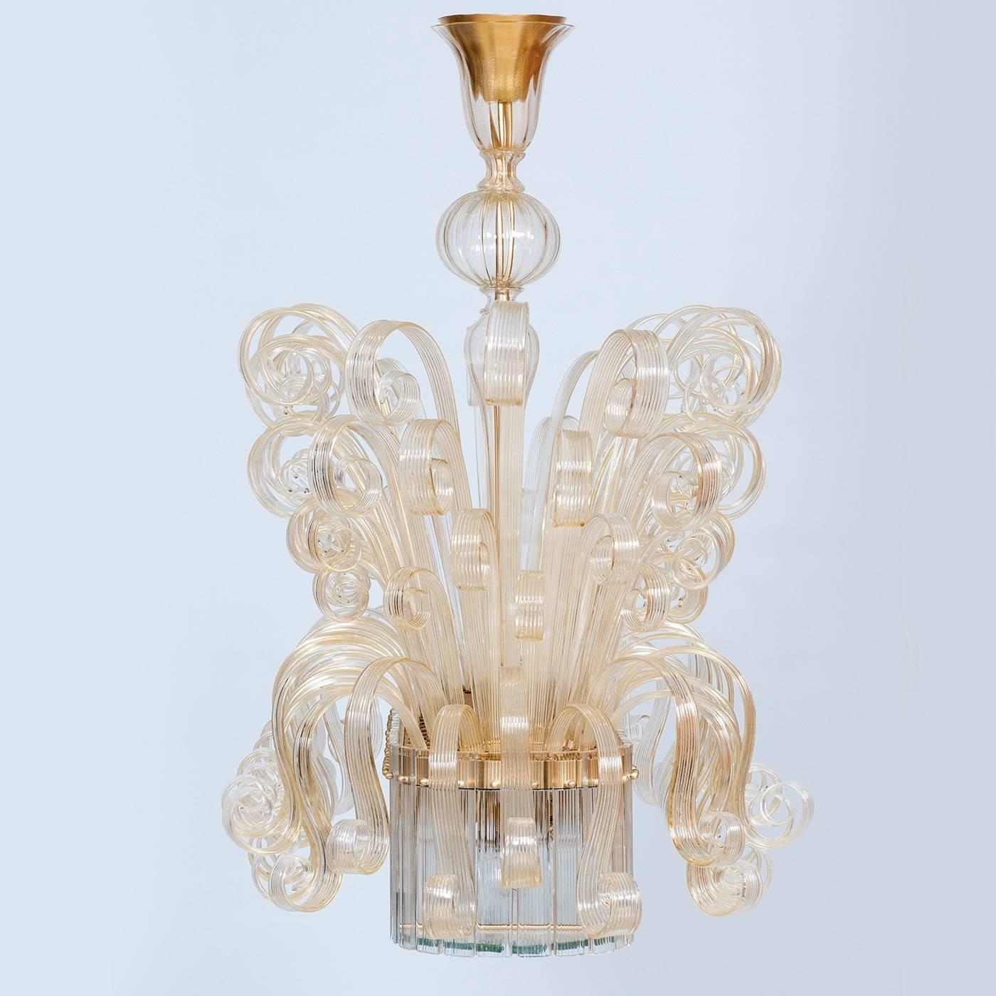 Contemporary Limited Edition Italian Chandelier with 24-Karat Gold