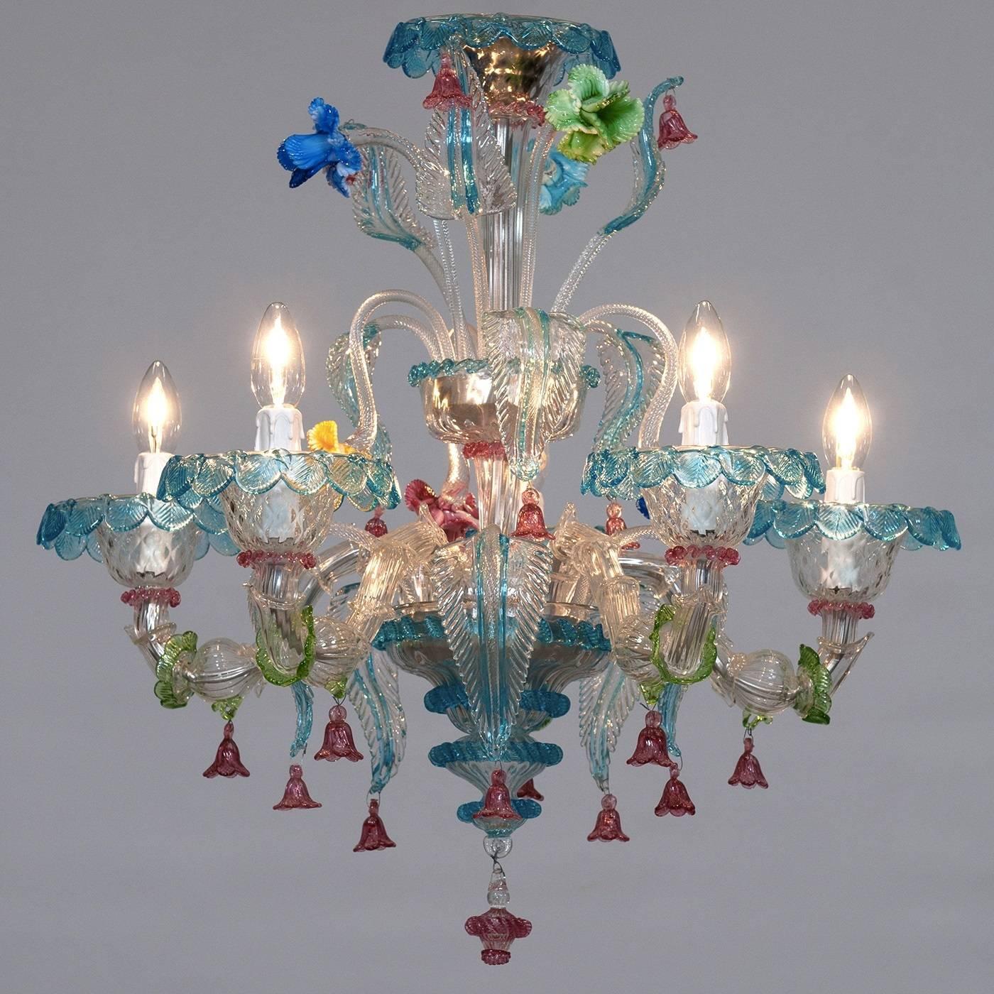 Contemporary Italian Multicolored Glass Chandelier