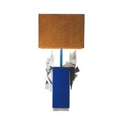 Contemporary Wood and Brass Table Lamp