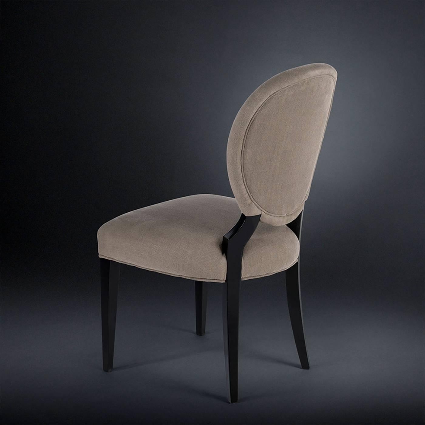 Italian Set of Two Grey Sophia Wood and Fabric Chairs