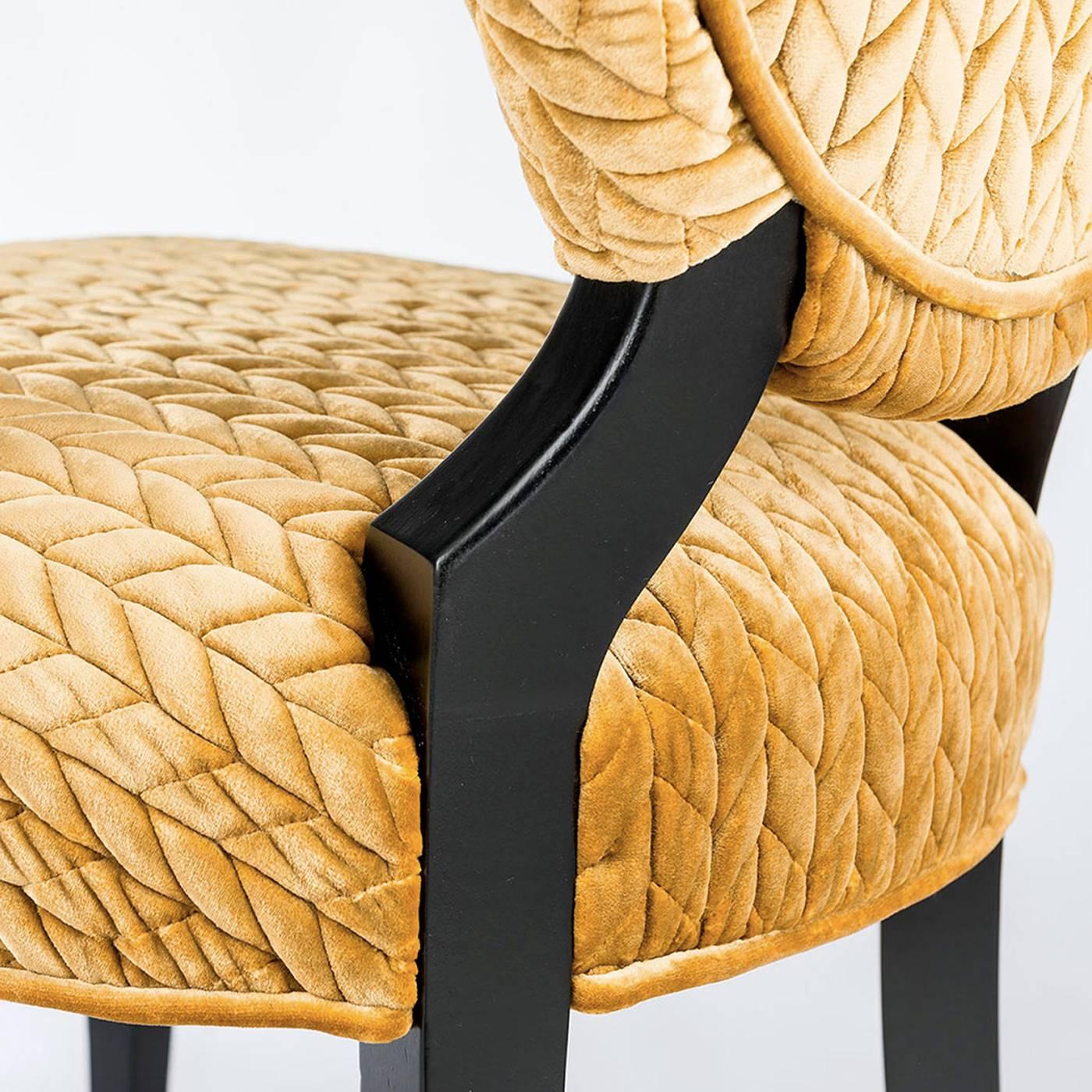 Contemporary Set of Two Sophia Wood and Fabric Chairs