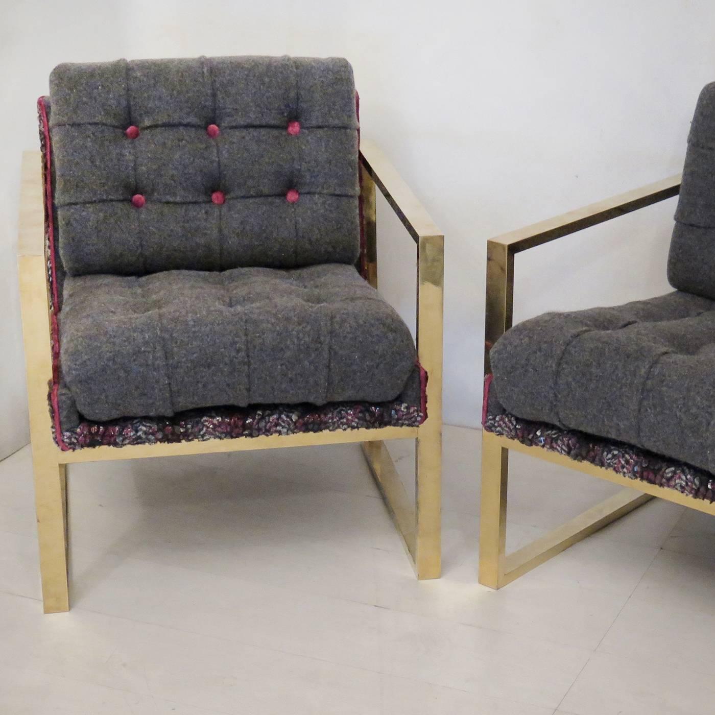 Set of Two Armchairs in Brass In New Condition In Milan, IT