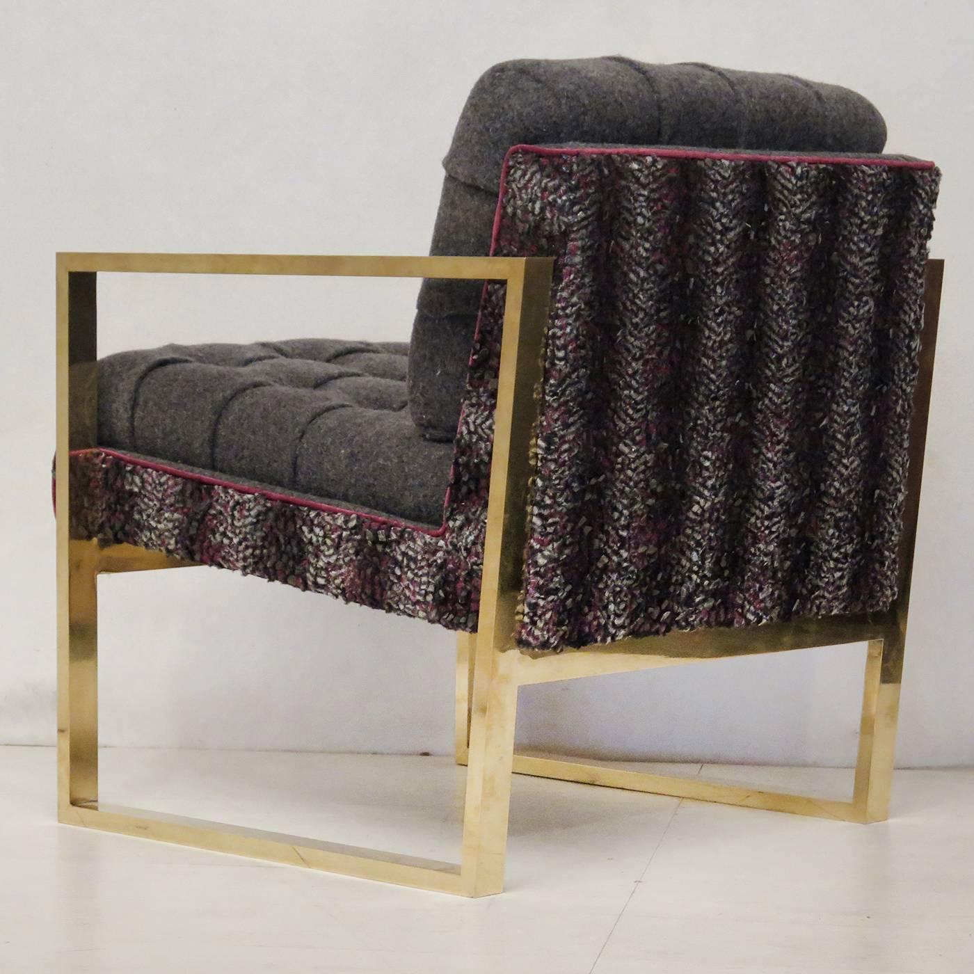 Contemporary Set of Two Armchairs in Brass