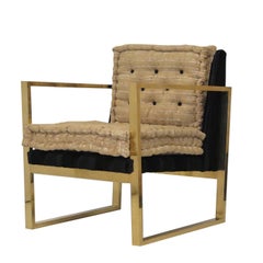 Set of Two Black and Brown Armchairs 1