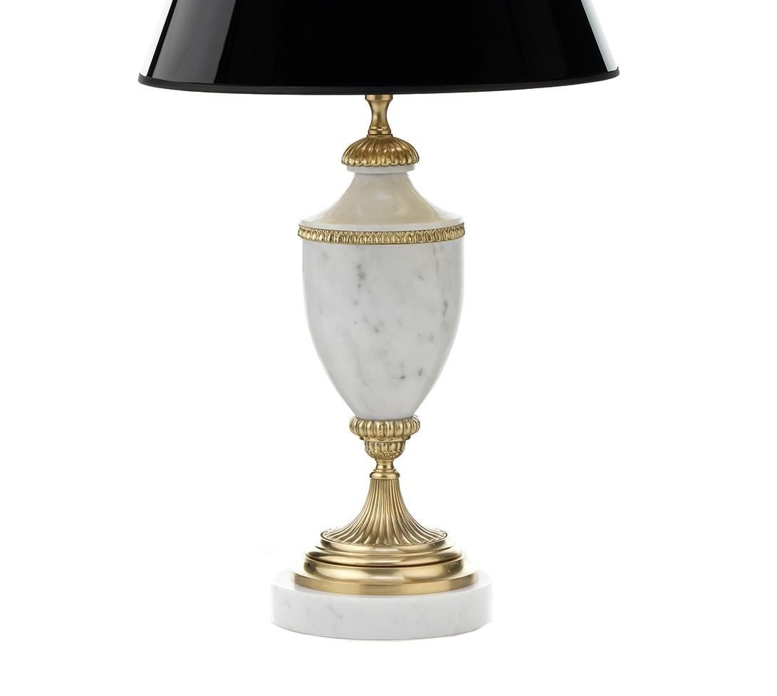 Italian White Marble Table Lamp by Badari For Sale