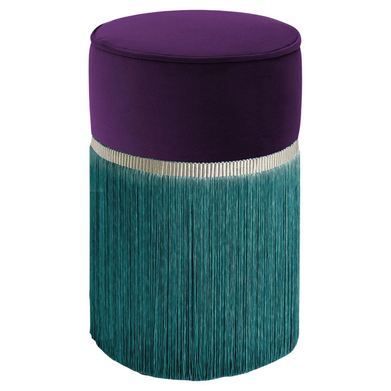 Decò Couture Geometric Purple and Green Ottoman For Sale